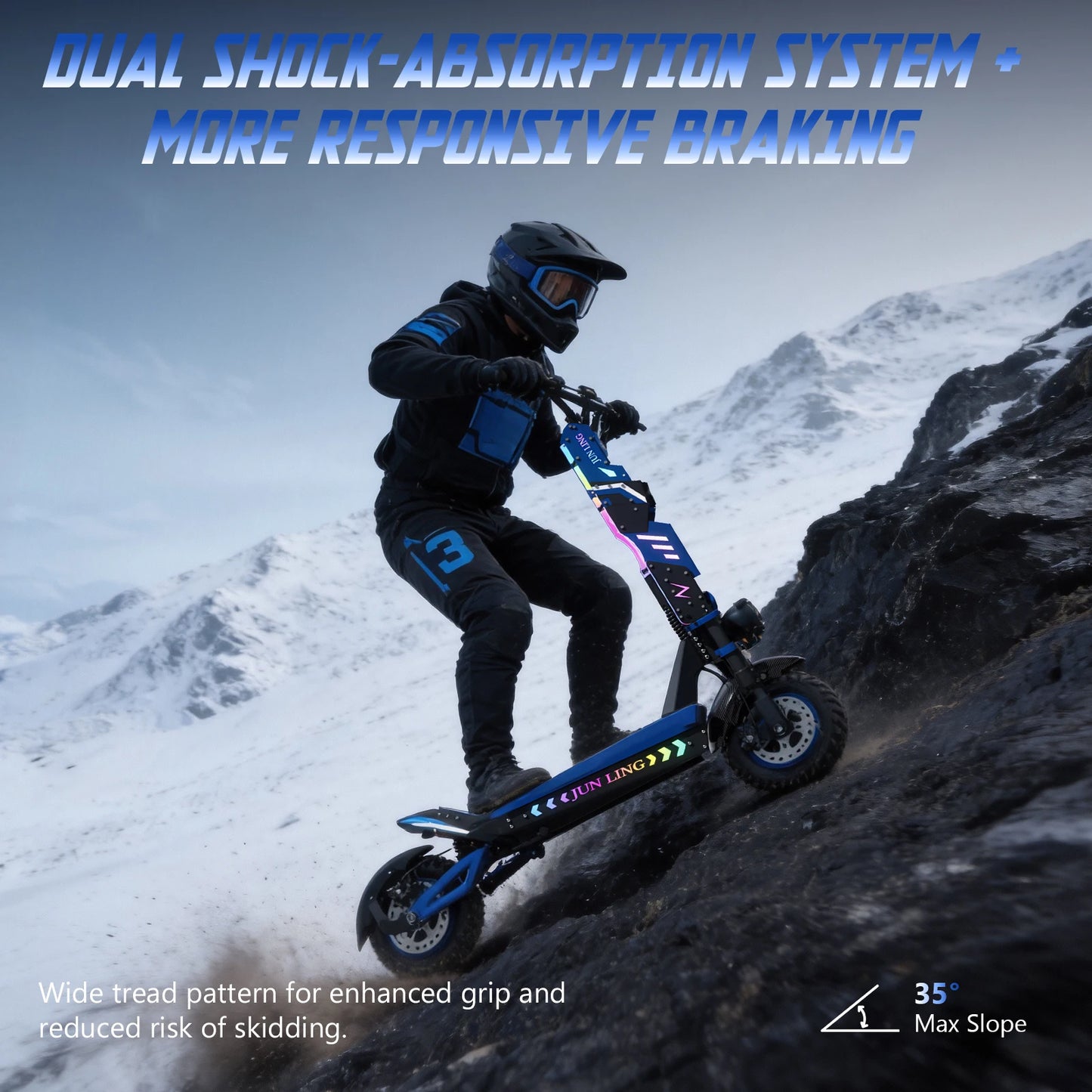 JL80 6000W Dual Motor Electric Scooter for Adults 60V30Ah Battery 40Mph Max Speed 52Miles 12''All-Terrain Off-Road Tire Escooter