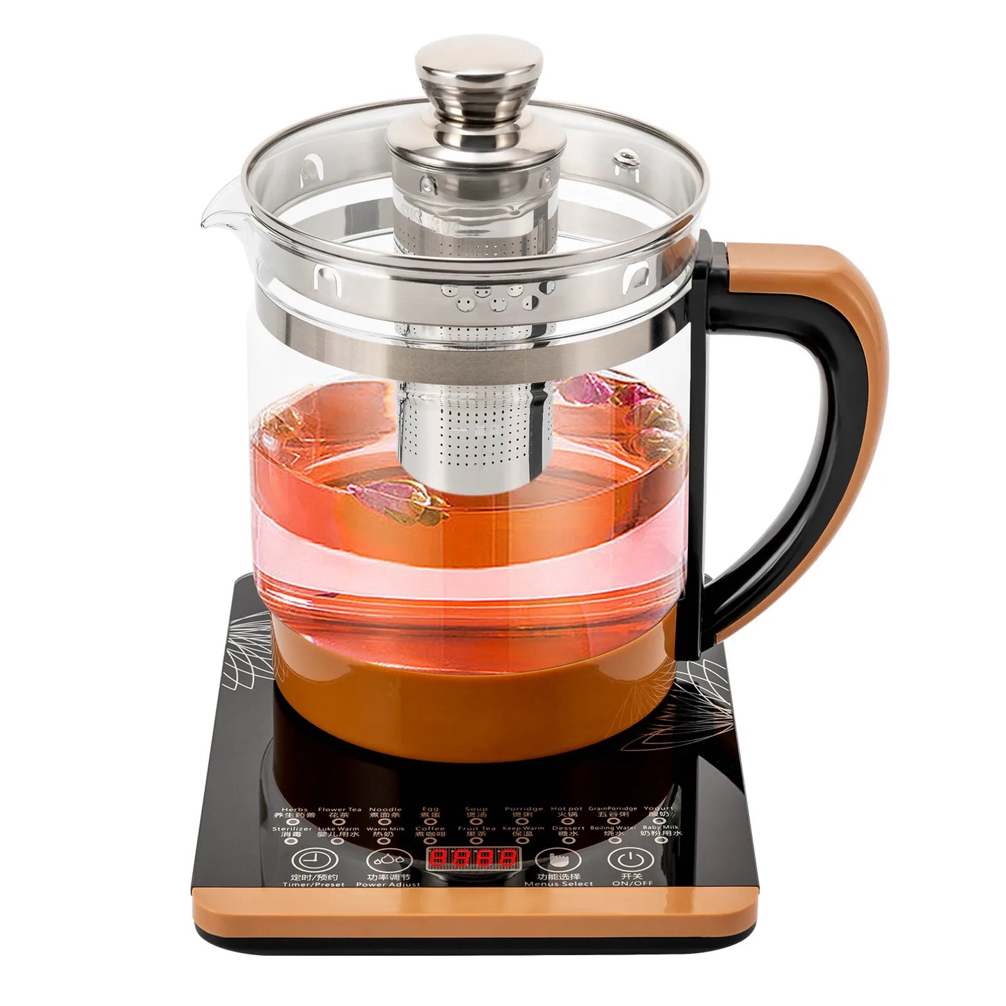 1.8L Electric Glass Tea Kettle - Multifunction Hot Water Boiler with Keep Warm & 6 Temp Settings, BPA-Free glass teapot