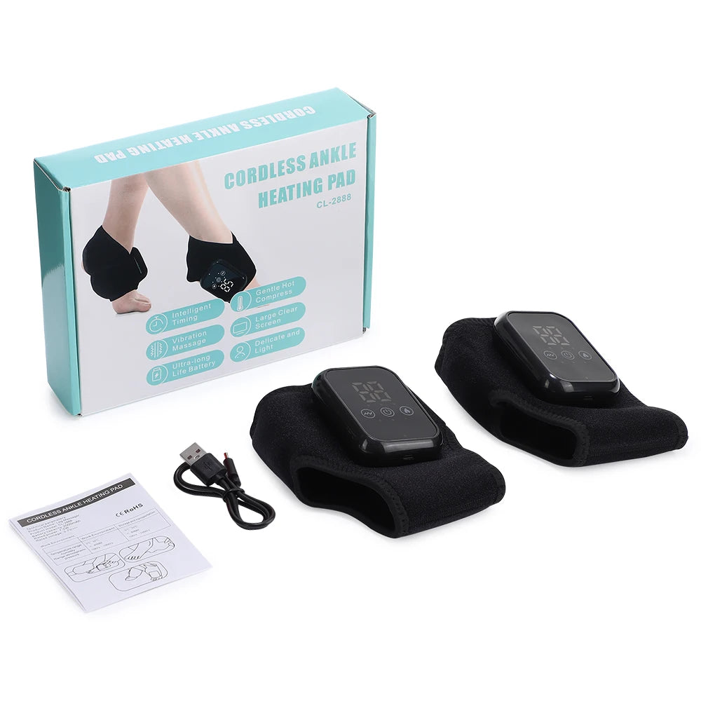 Electric Heating Ankle Guard 3 Levels Hot Compress Vibration Massage Cordless Foot Massager Ankle Joint Protection Heating Strap