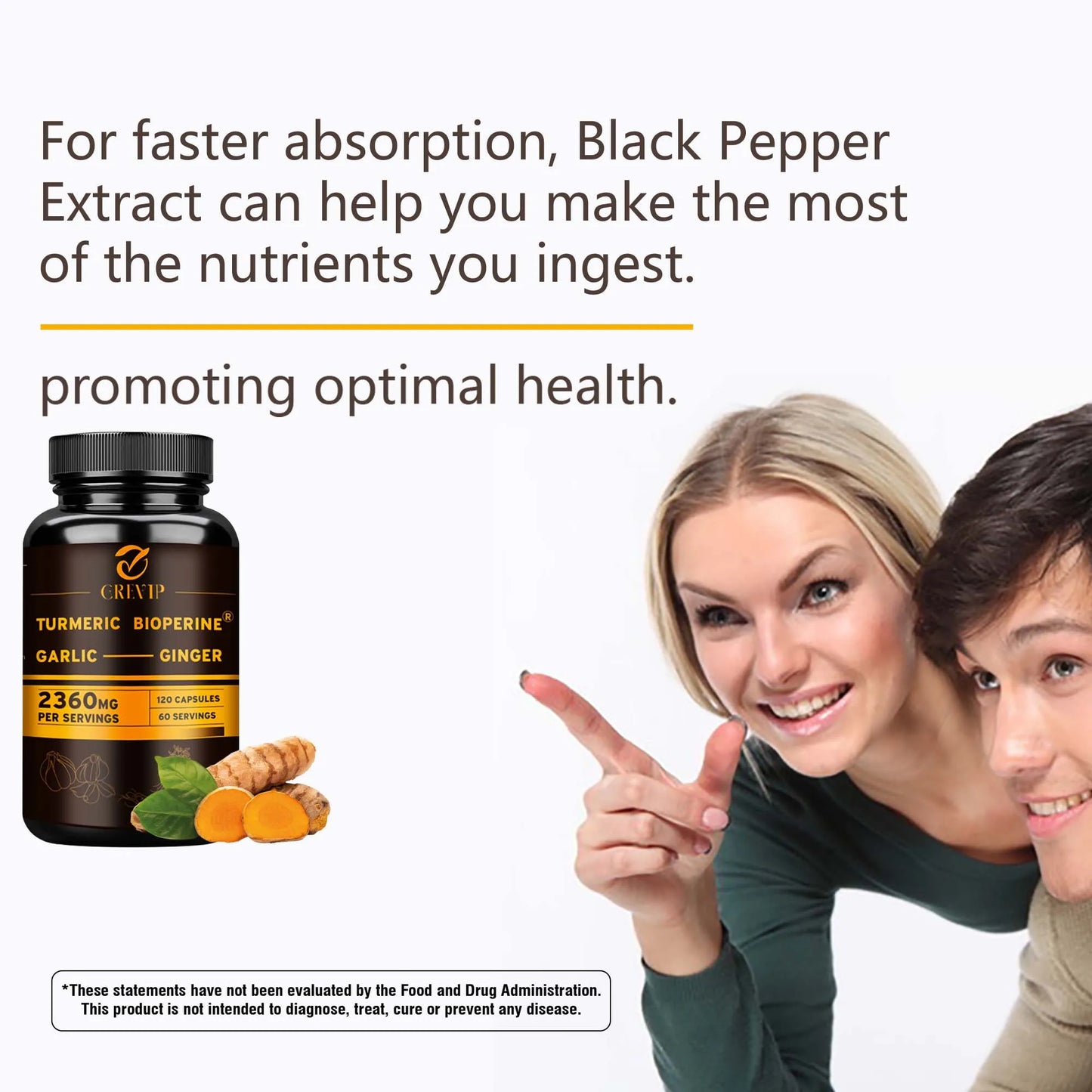 Experience comprehensive wellness with GREVIP's 4-in-1 Turmeric Ginger Complex, a convenient blend of turmeric root, garlic, black pepper, and supportive extras designed to nurture your joints, immune function, and digestion daily.