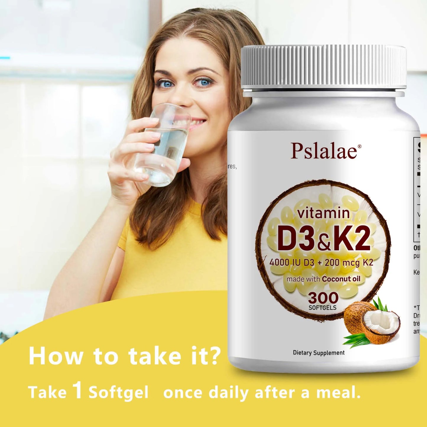Boost your daily wellness with a precise blend of vitamin D3 and vitamin K2 in easy-to-swallow softgels.