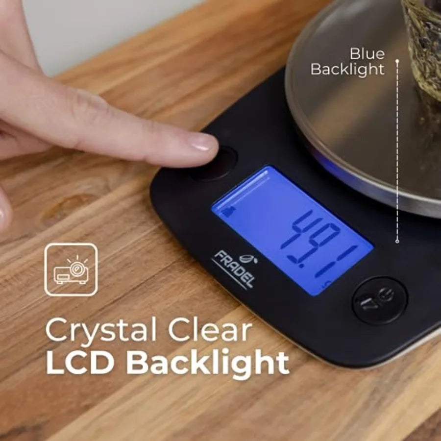 0.1g Digital Kitchen Food Scale in Grams Ounces - 11lb for Cooking Baking Weight Loss - Round