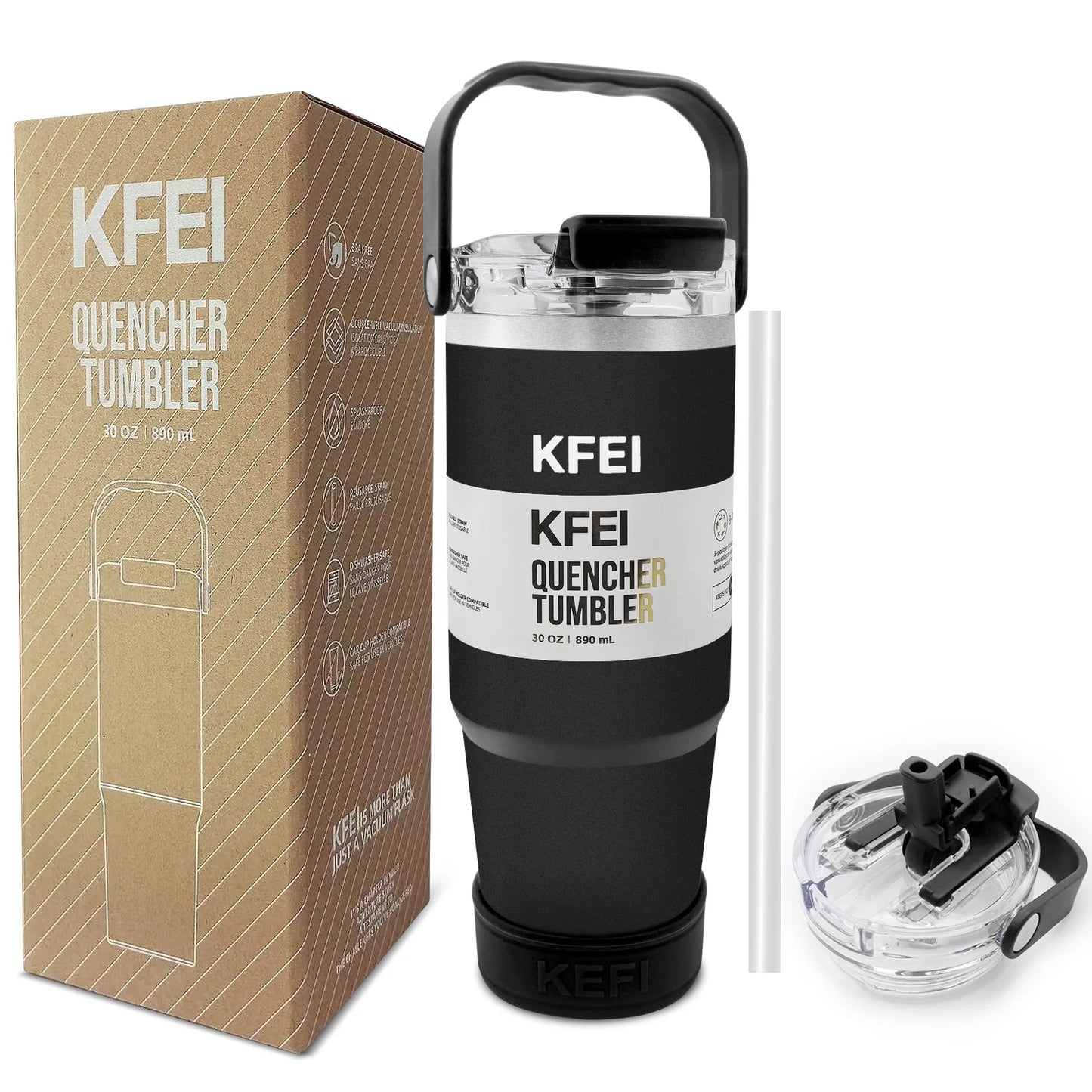 1PCS 30oz Solid Color Double Wall Stainless Tumbler, with Lid And Straw, Keep Warm 12h And Ice 24h, Insulated, Outdoor Stainless