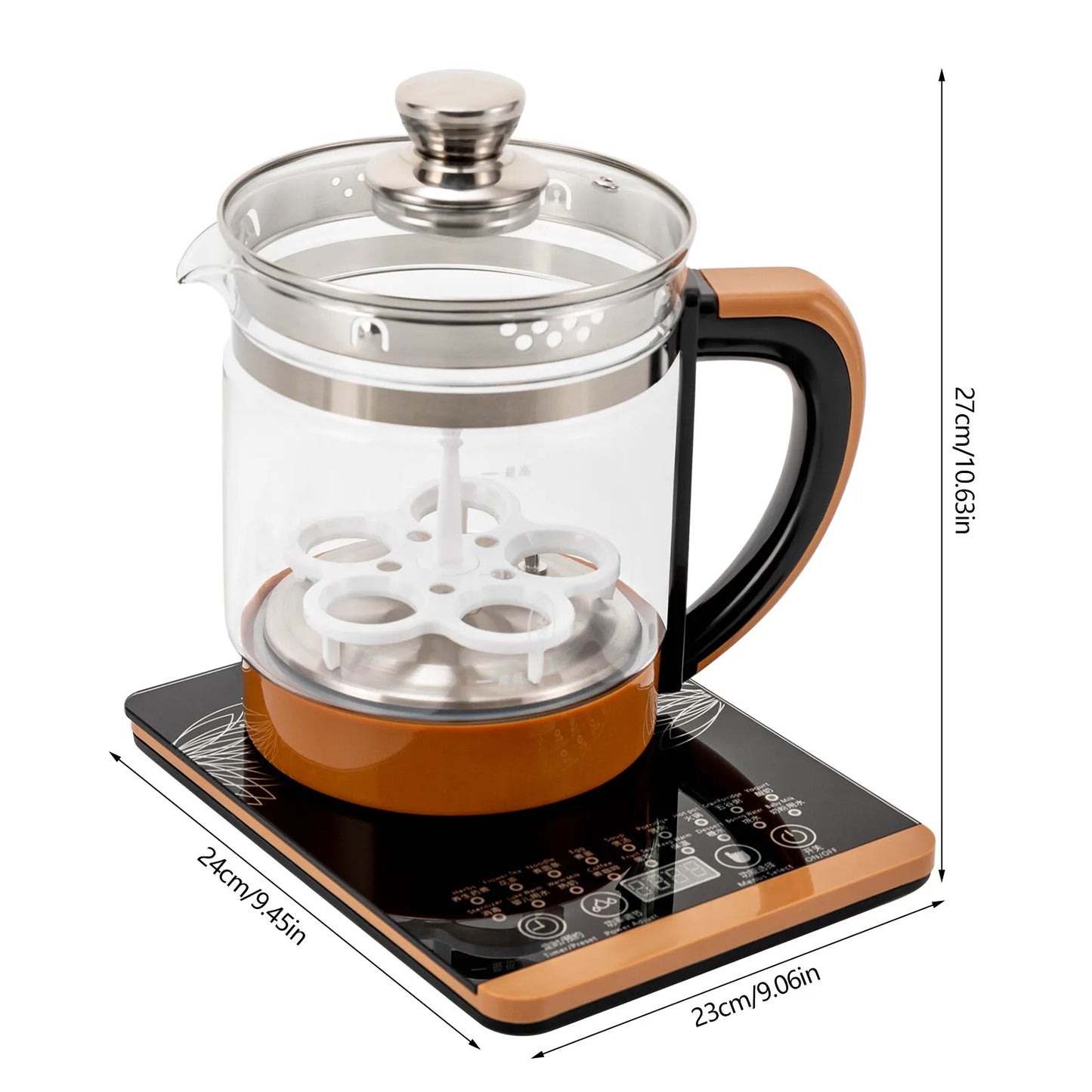 1.8L Electric Glass Tea Kettle - Multifunction Hot Water Boiler with Keep Warm & 6 Temp Settings, BPA-Free  glass teapot
