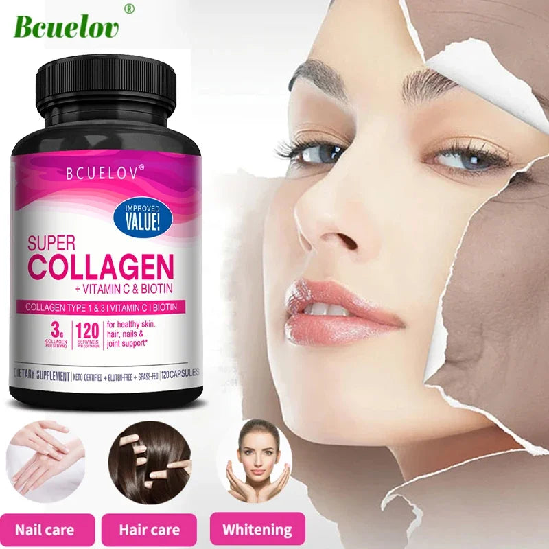 Experience the renewed you with Bcuelov Collagen Plus Vitamin C Biotin, a comprehensive anti aging support that brightens, strengthens, and renews your radiance.