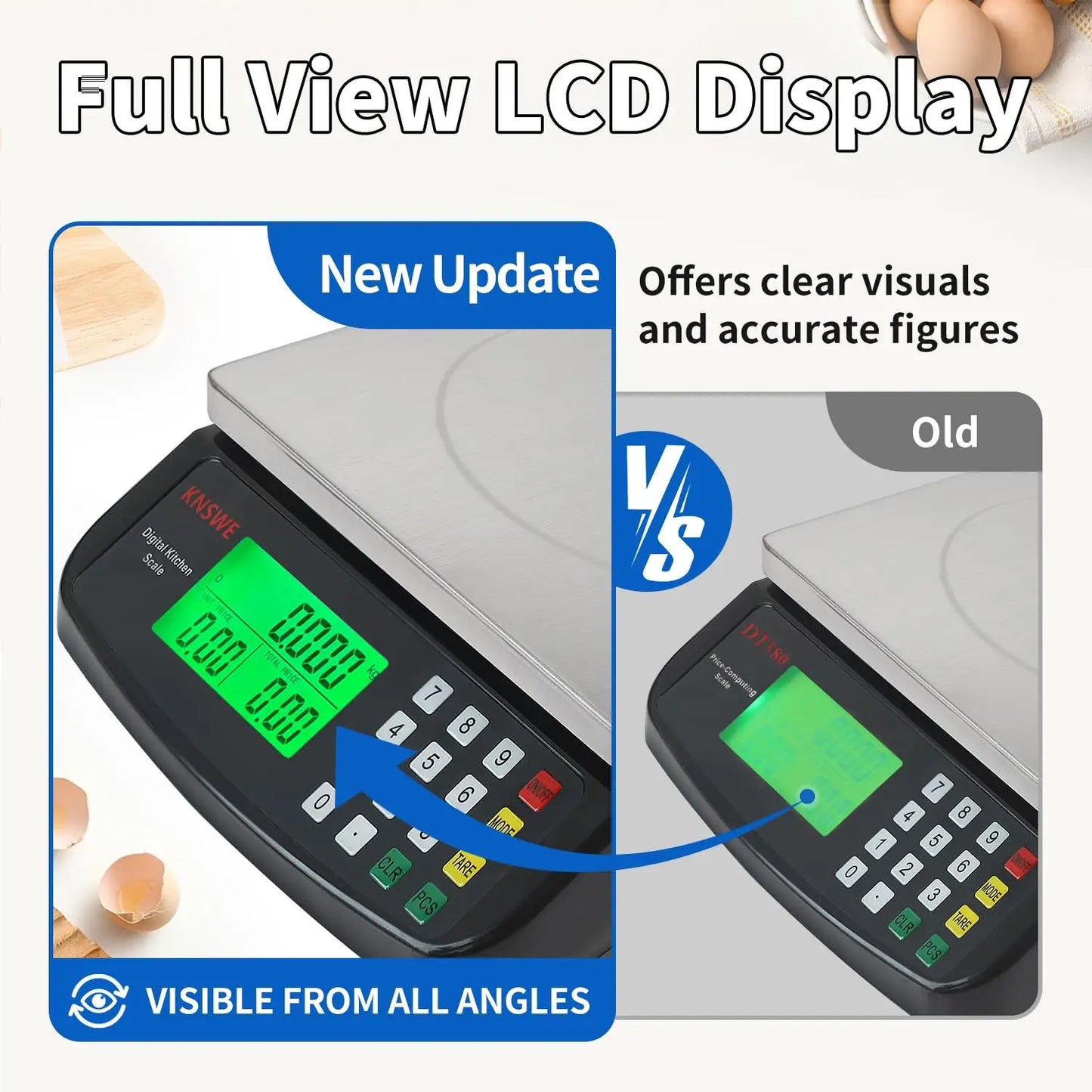 Large Kitchen Scale Black 40KG/88LB Commercial Food Scales Digital Weight for Cooking Meat Baking