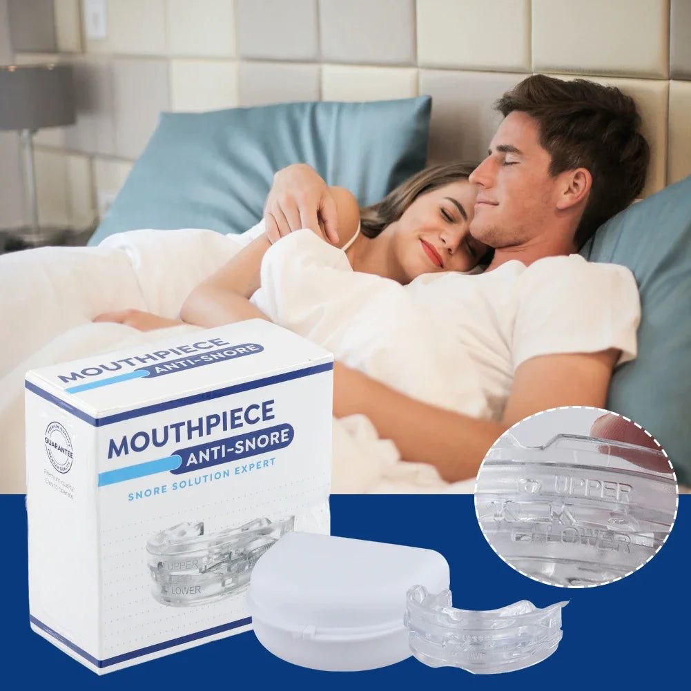 Reusable Anti Snore Mouth Guard with Storage Box Anti Snoring Teeth Bruxism Mouthguard Improve Sleeping Reduction Snoring Device