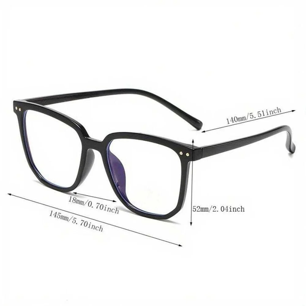 Fashion Black Frame Glasses Retro Square Anti-blue Light Flat Glasses Lightweight Non-Prescription Eyewear UV Protection Lenses