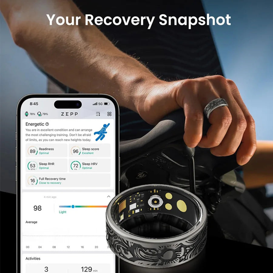 Meet the Smart Ring, your discreet fitness coach worn on your finger, delivering real-time insights, progress, and motivation wherever you go, every day.