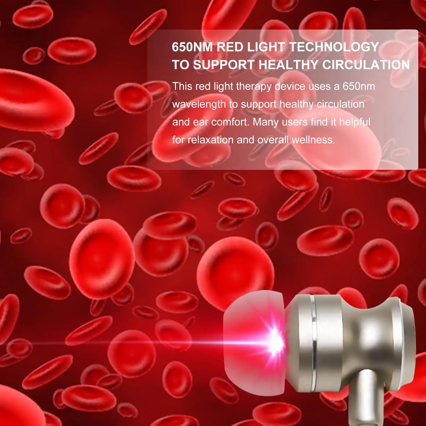 Laser Ear Irradiator for Ears 650nm Red Light Therapy Reduce Tinnitus&Otitis Media with Storage Box, 2 Ear Canal Silicone Cover