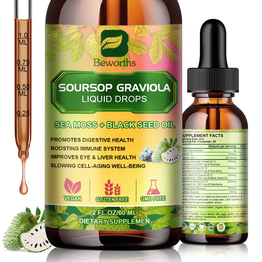 Beworths Soursop Graviola Extract Drops 60ml Immunity Kidney Health Gluten Free