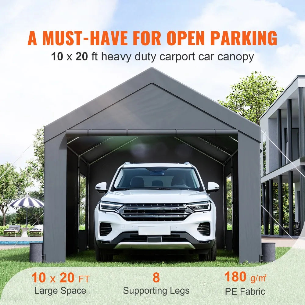 Carport Car Canopy Garage Shelter Tent 10/12x20FT 8 Legs Sidewalls&Windows