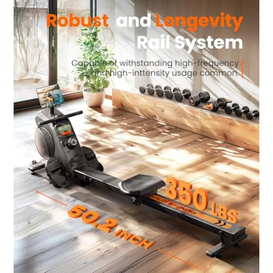 Magnetic Water Rowing Machine for Home Use with Bluetooth App Support Heavy-Duty Rowing Machine for Taller Athletes Comfortable