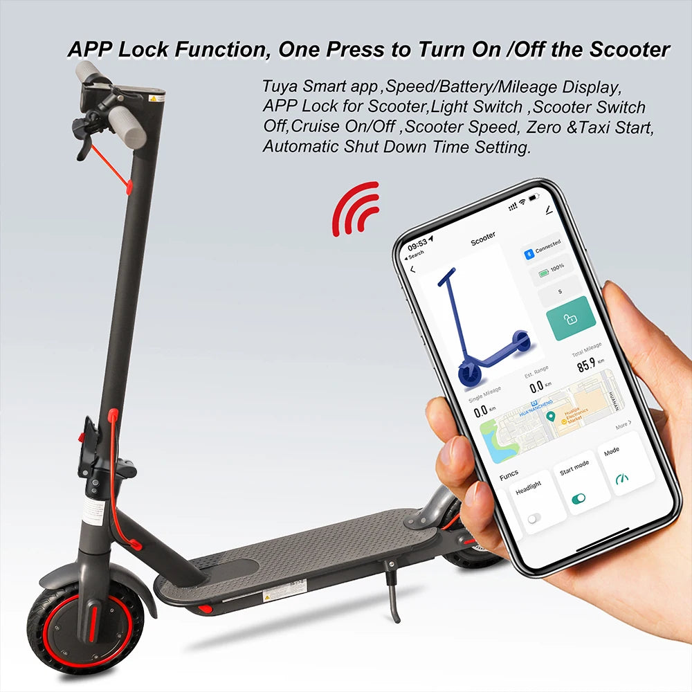 AOVOPRO ES80 350W Electric Scooter 10.5Ah 19mph Max Speed Smart APP Control 21miles Max Range Foldable E-Scooter for Adult