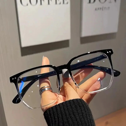 Fashion Black Frame Glasses Retro Square Anti-blue Light Flat Glasses Lightweight Non-Prescription Eyewear UV Protection Lenses