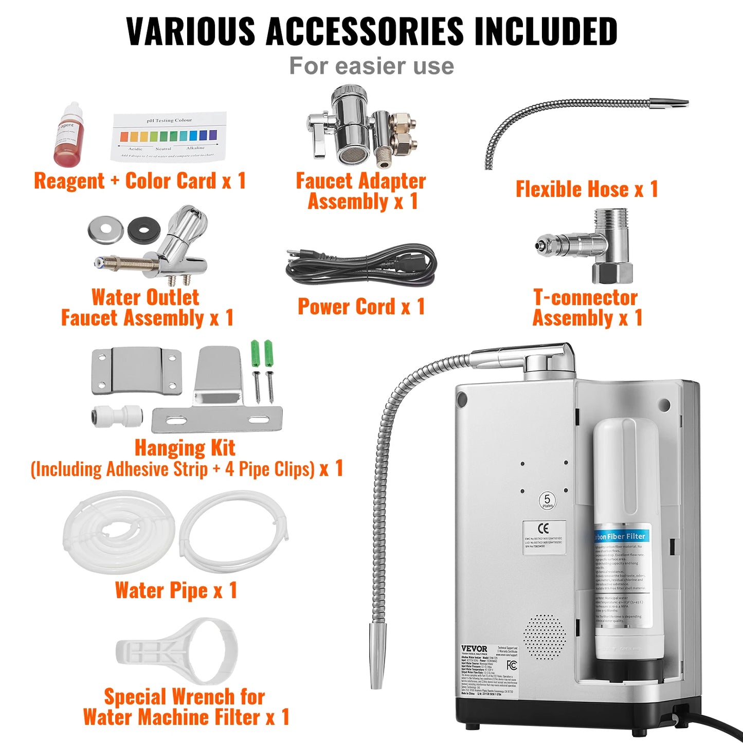 Experience pure, customizable hydration with the VEVOR Alkaline Water Ionizer and purifier.