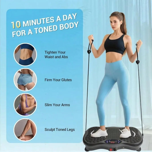 Full Body Vibration Machine with Resistance Bands Remote for Home Strength Training Fat Burn Workout