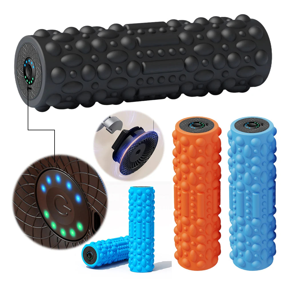 Electric Vibrating Foam Roller Massager For Yoga Pilates 5 Mode Rechargeable