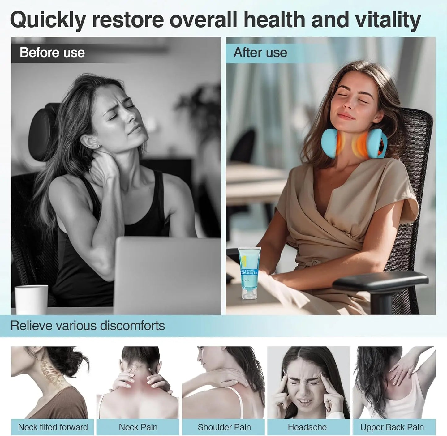 Portable Neck Massager with Heat, 3 Modes for Pain Relief and Muscle Relaxation, Cervical Traction Device