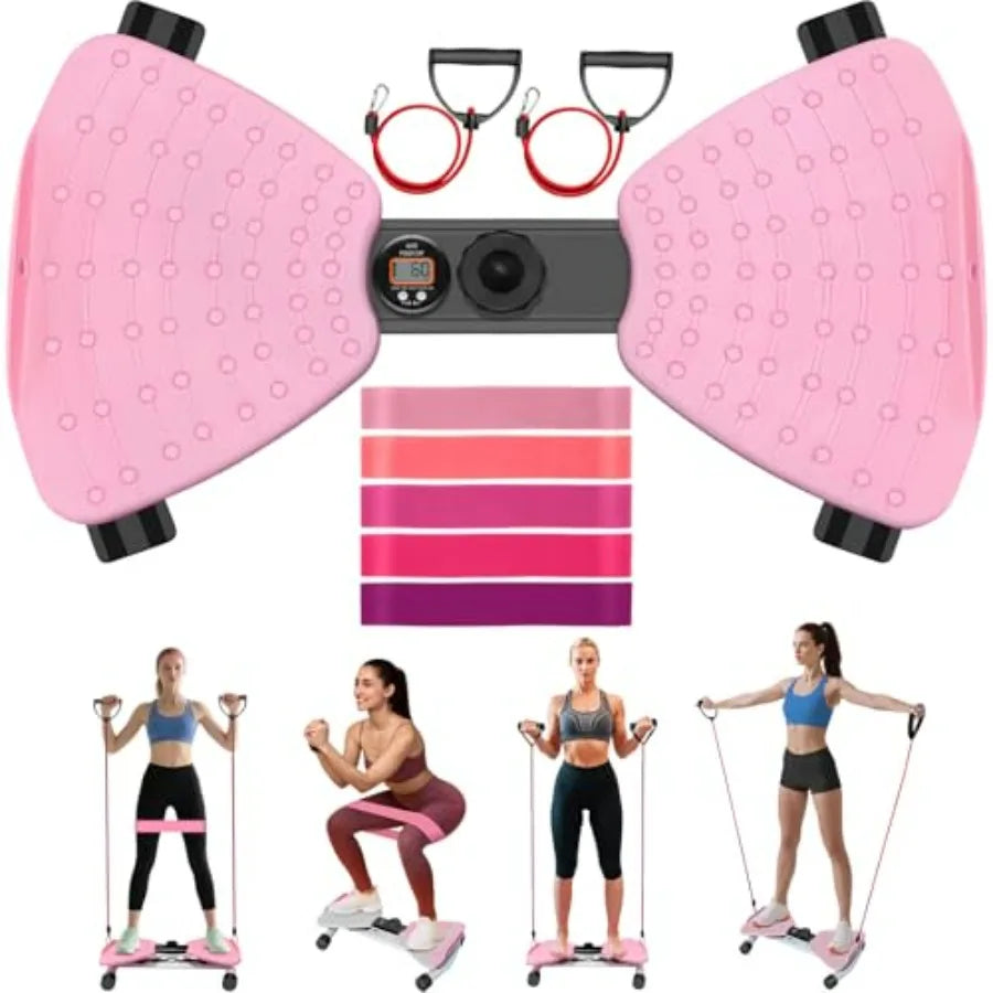Waist Twister Machine Exercise, Adjustable Ab Twister Board with Digital Display, Waist Twister with 5 Resistance Bands, 450lbS