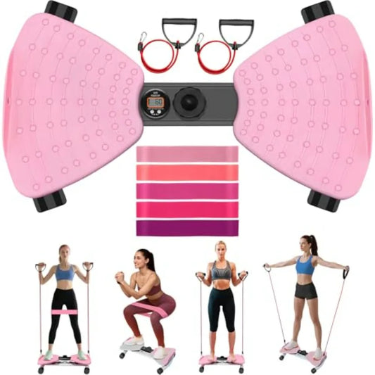 Waist Twister Machine Exercise, Adjustable Ab Twister Board with Digital Display, Waist Twister with 5 Resistance Bands, 450lbS