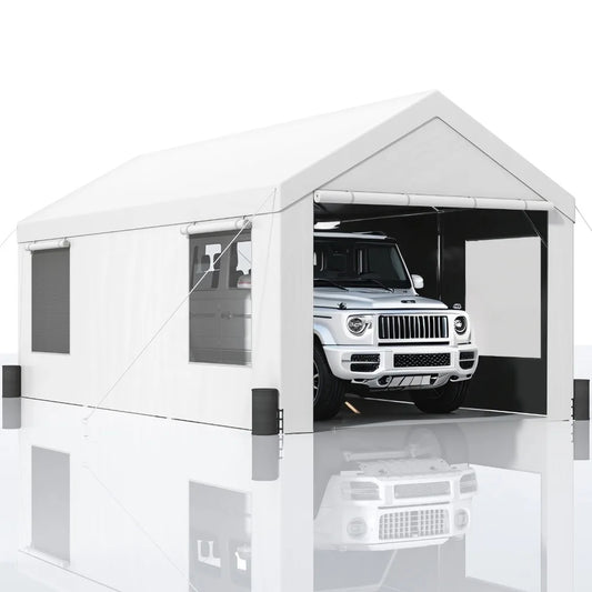 Carport Car Canopy Garage Shelter Tent 10/12x20FT 8 Legs Sidewalls&Windows