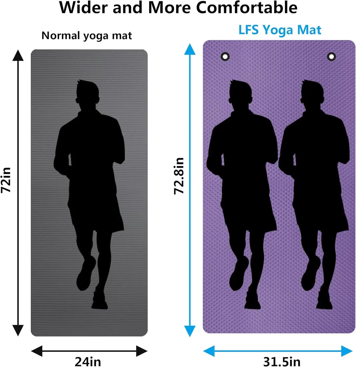 Extra Wide Non-Slip Yoga Mat with Strap and Bag, Thick Exercise Mat for Home Outdoor Workouts