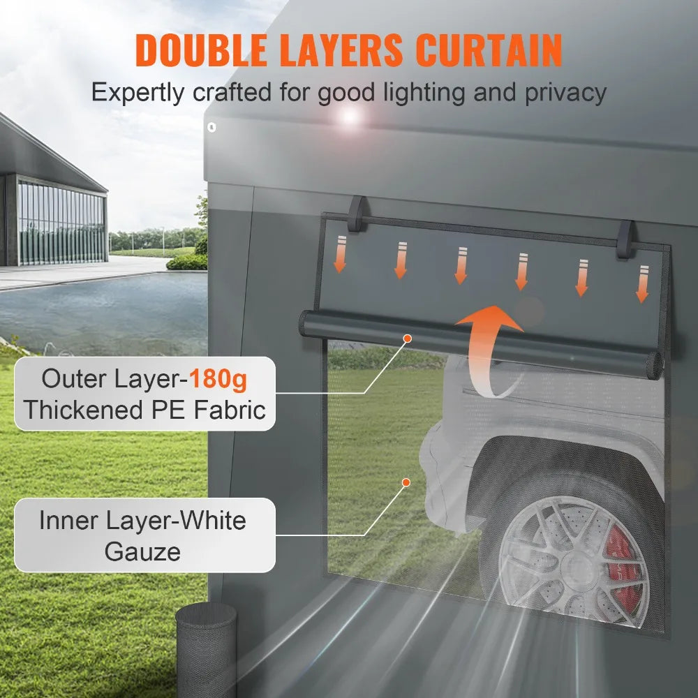 Carport Car Canopy Garage Shelter Tent 10/12x20FT 8 Legs Sidewalls&Windows