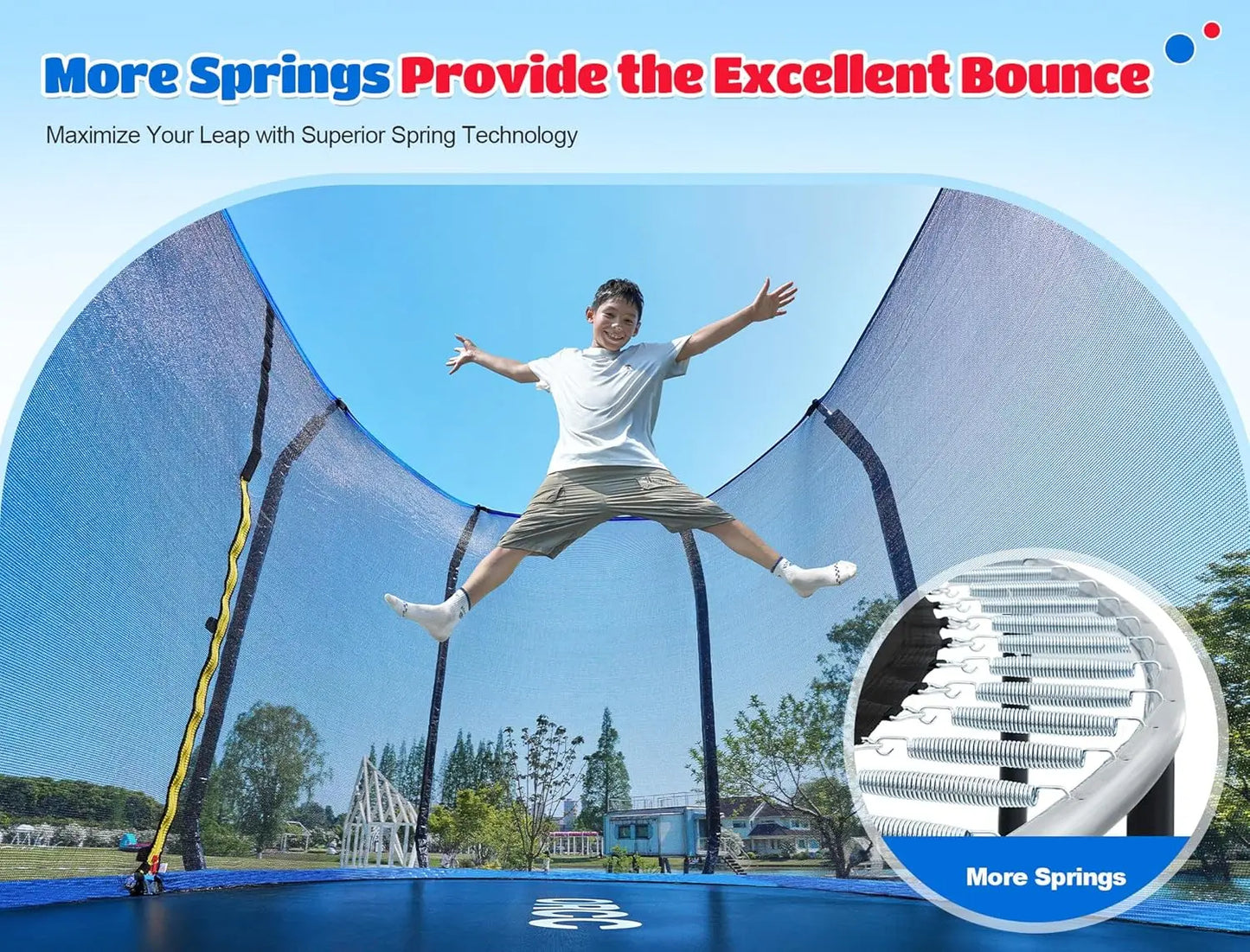 Oval Outdoor Trampoline with Safety Net - Recreational Gymnastics Trampoline for Kids, Heavy-Duty Galvanized Steel, Customized