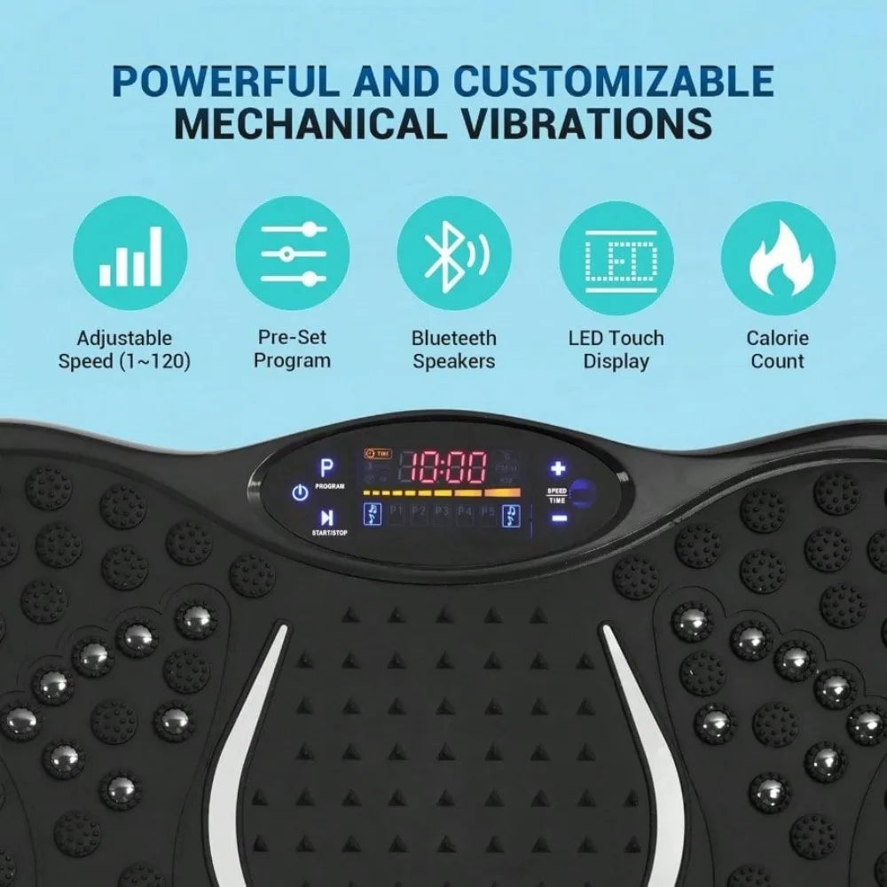 Full Body Vibration Machine with Resistance Bands Remote for Home Strength Training Fat Burn Workout