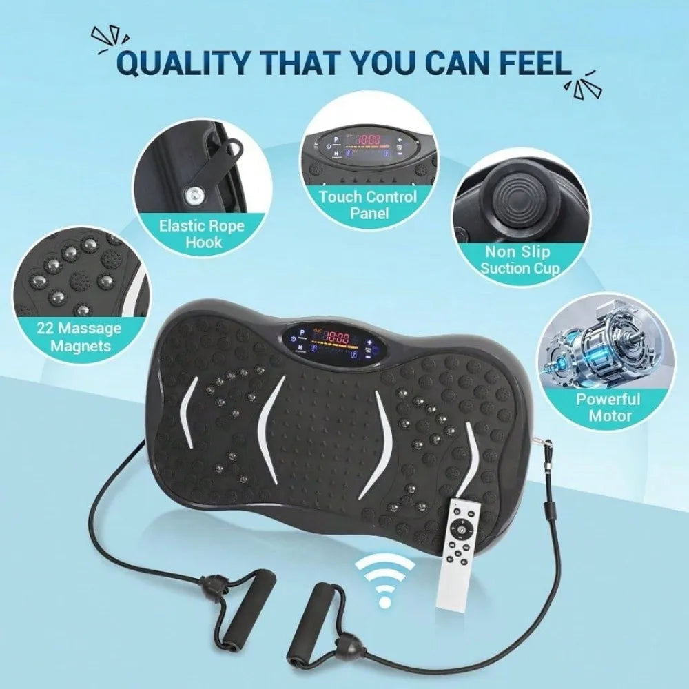 Full Body Vibration Machine with Resistance Bands Remote for Home Strength Training Fat Burn Workout