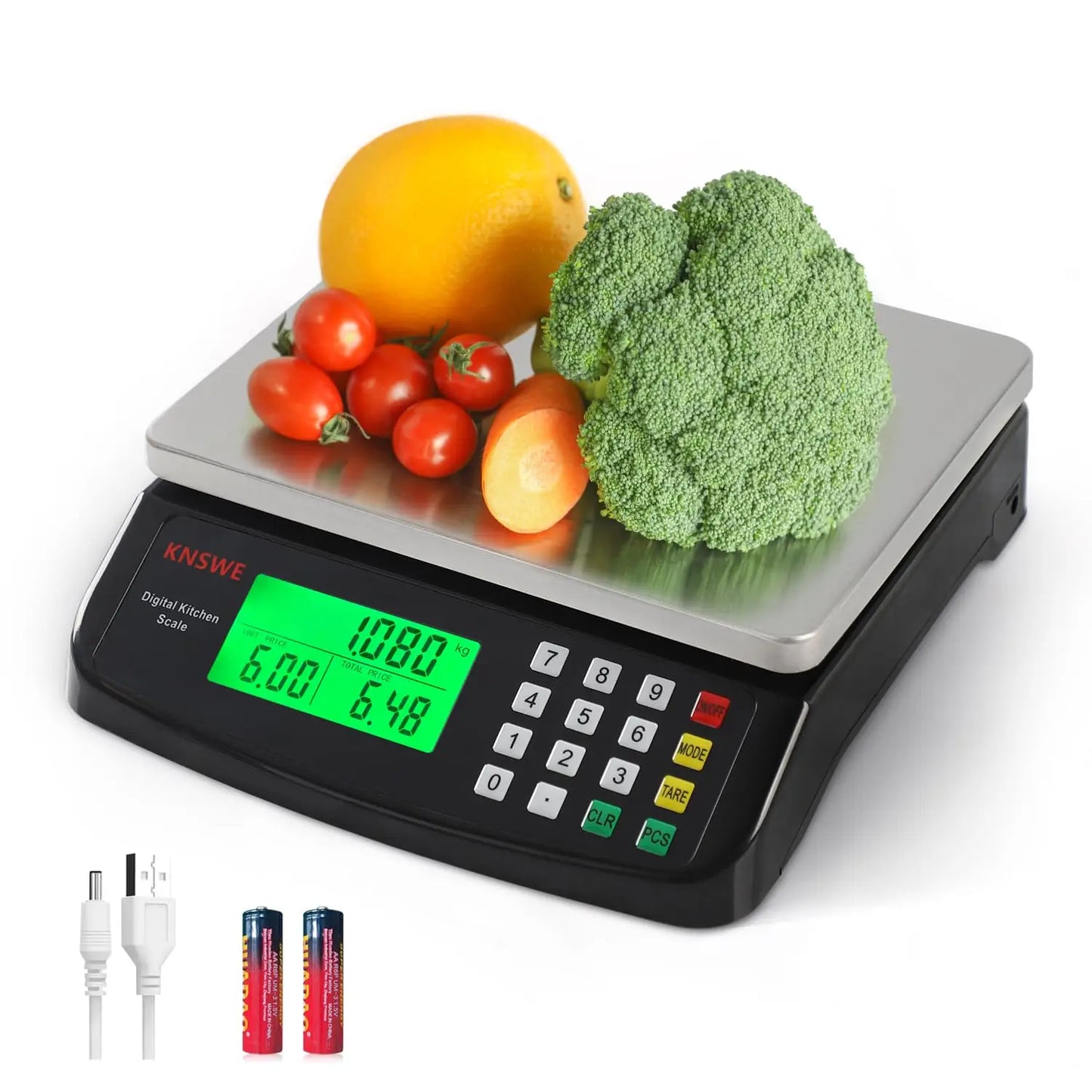 Large Kitchen Scale Black 40KG/88LB Commercial Food Scales Digital Weight for Cooking Meat Baking