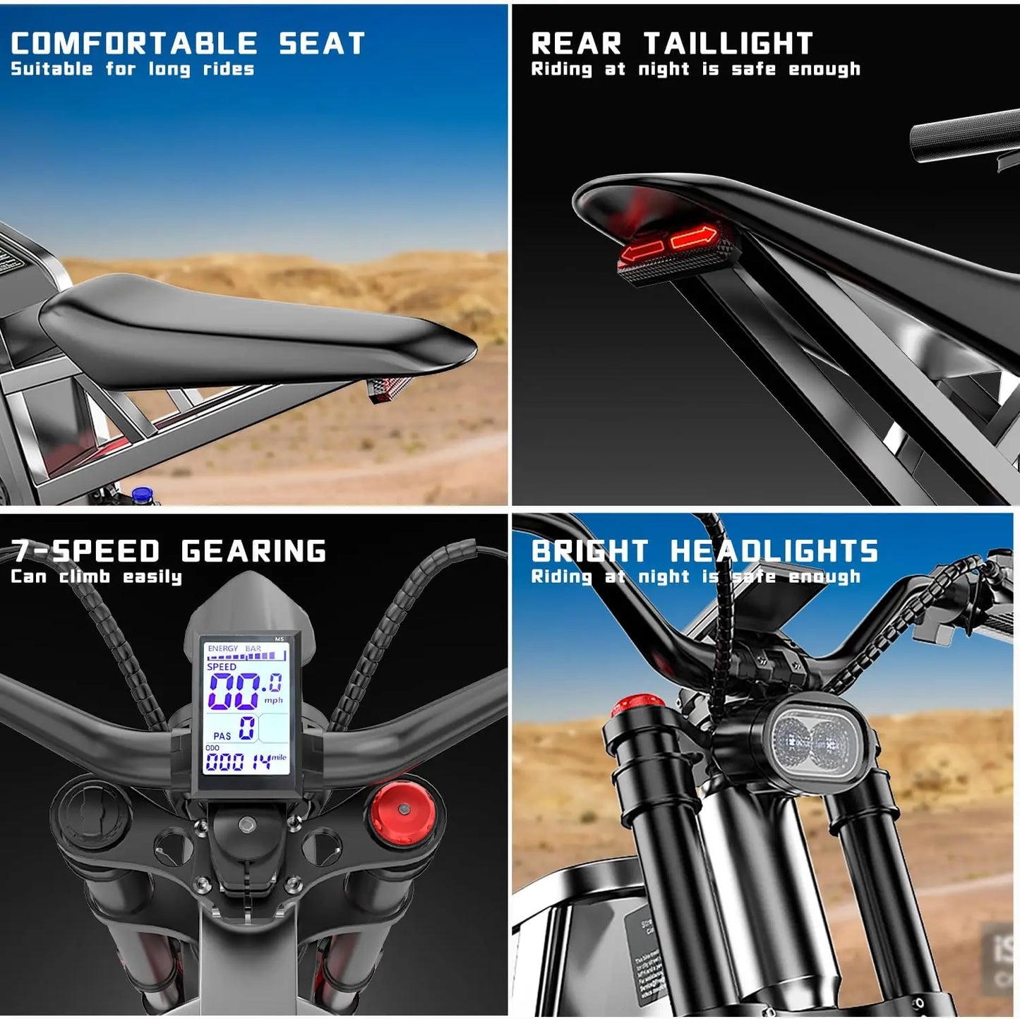 2025 Electric Dirt Bike X2 Pro Electric Motorcycle 6000W(Peak) Motor 1800wh Battery 7 Speed 50MPH Off Road Electric Bicycle