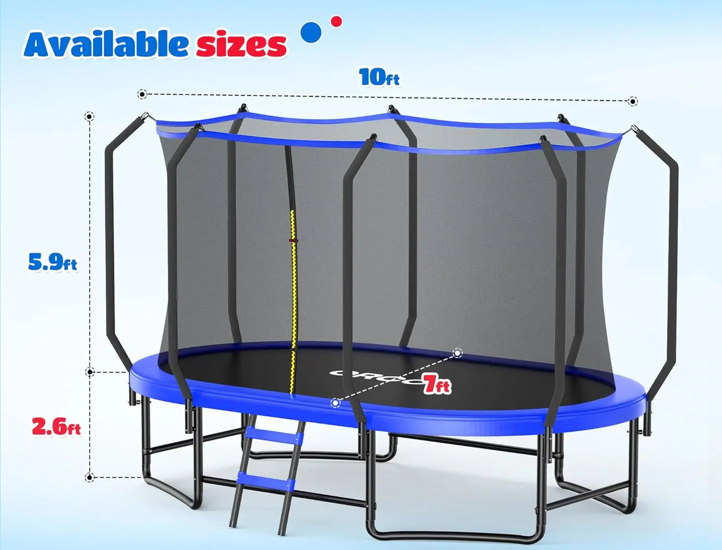 Oval Outdoor Trampoline with Safety Net - Recreational Gymnastics Trampoline for Kids, Heavy-Duty Galvanized Steel, Customized