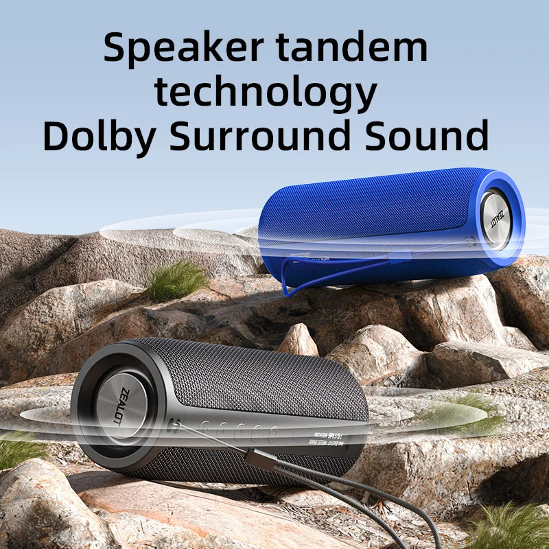 Zealot-S51 Protable Bluetooth Speaker Enhanced Bass Portable Speaker with 12H Playtime,  IPX5 Waterproof for Camping