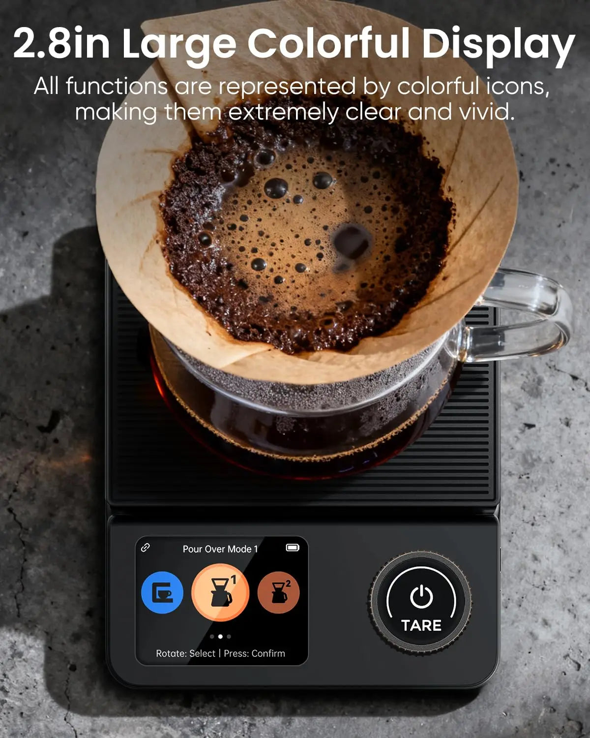 Coffee Scale with Timer, Bluetooth Espresso Scale with App Sync 5kg/0.1g High Precision, Large Color