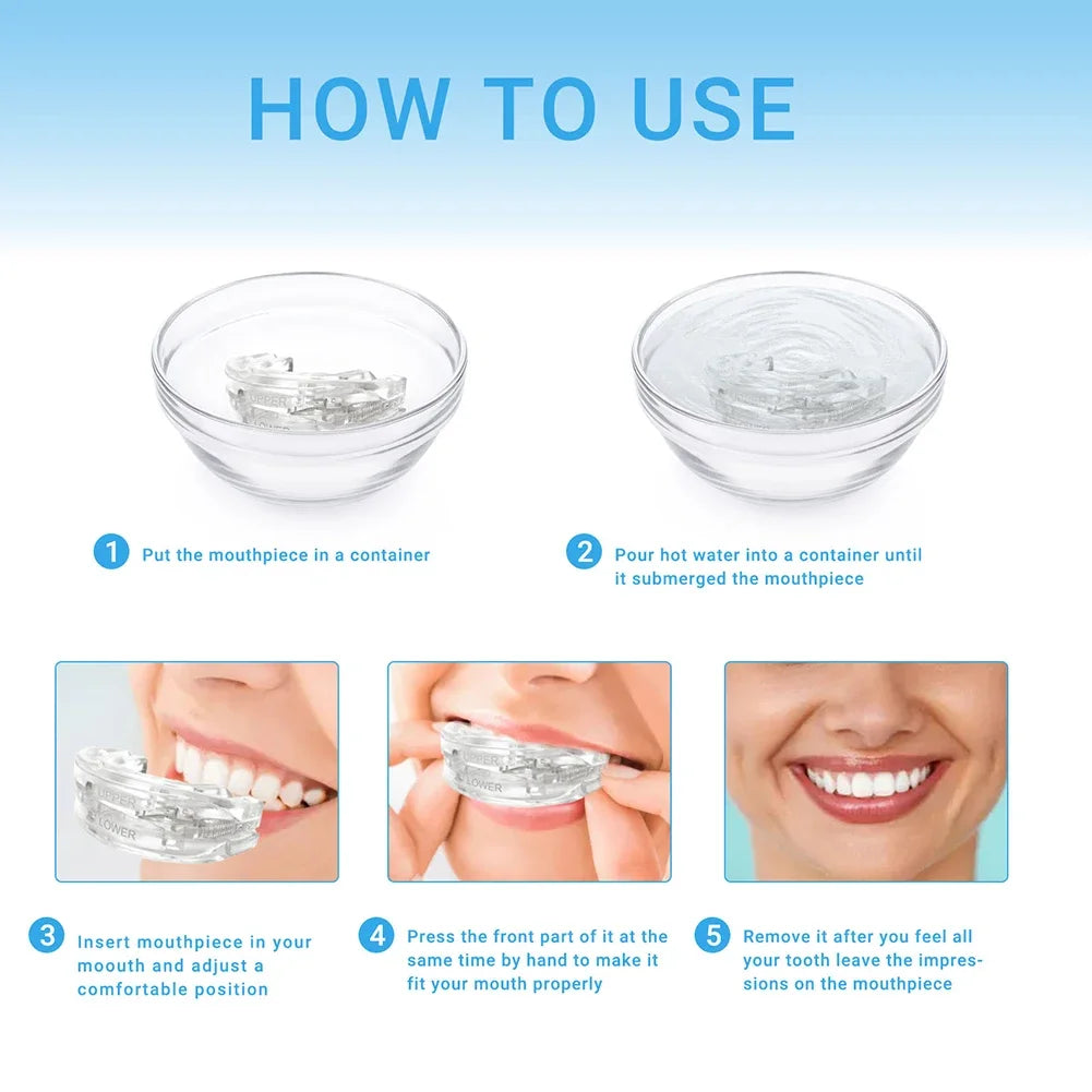 Reusable Anti Snore Mouth Guard with Storage Box Anti Snoring Teeth Bruxism Mouthguard Improve Sleeping Reduction Snoring Device
