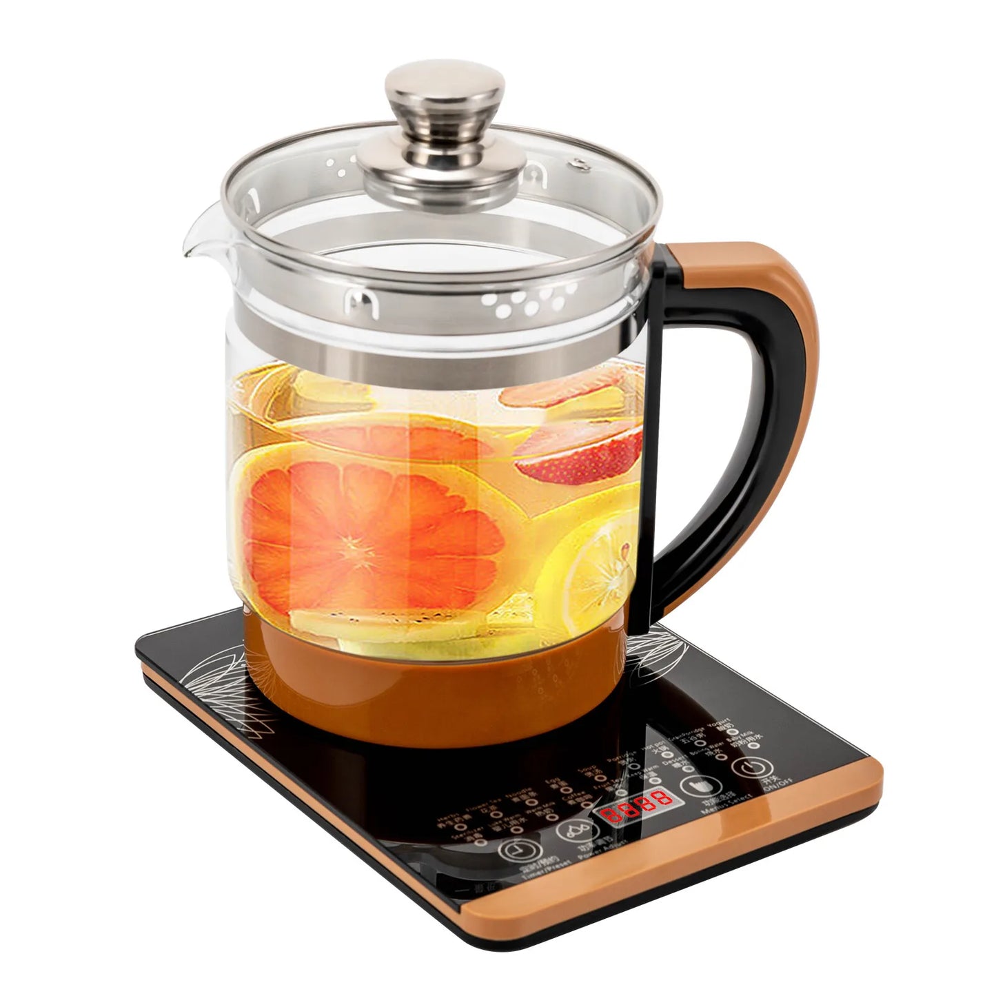 1.8L Electric Glass Tea Kettle - Multifunction Hot Water Boiler with Keep Warm & 6 Temp Settings, BPA-Free  glass teapot