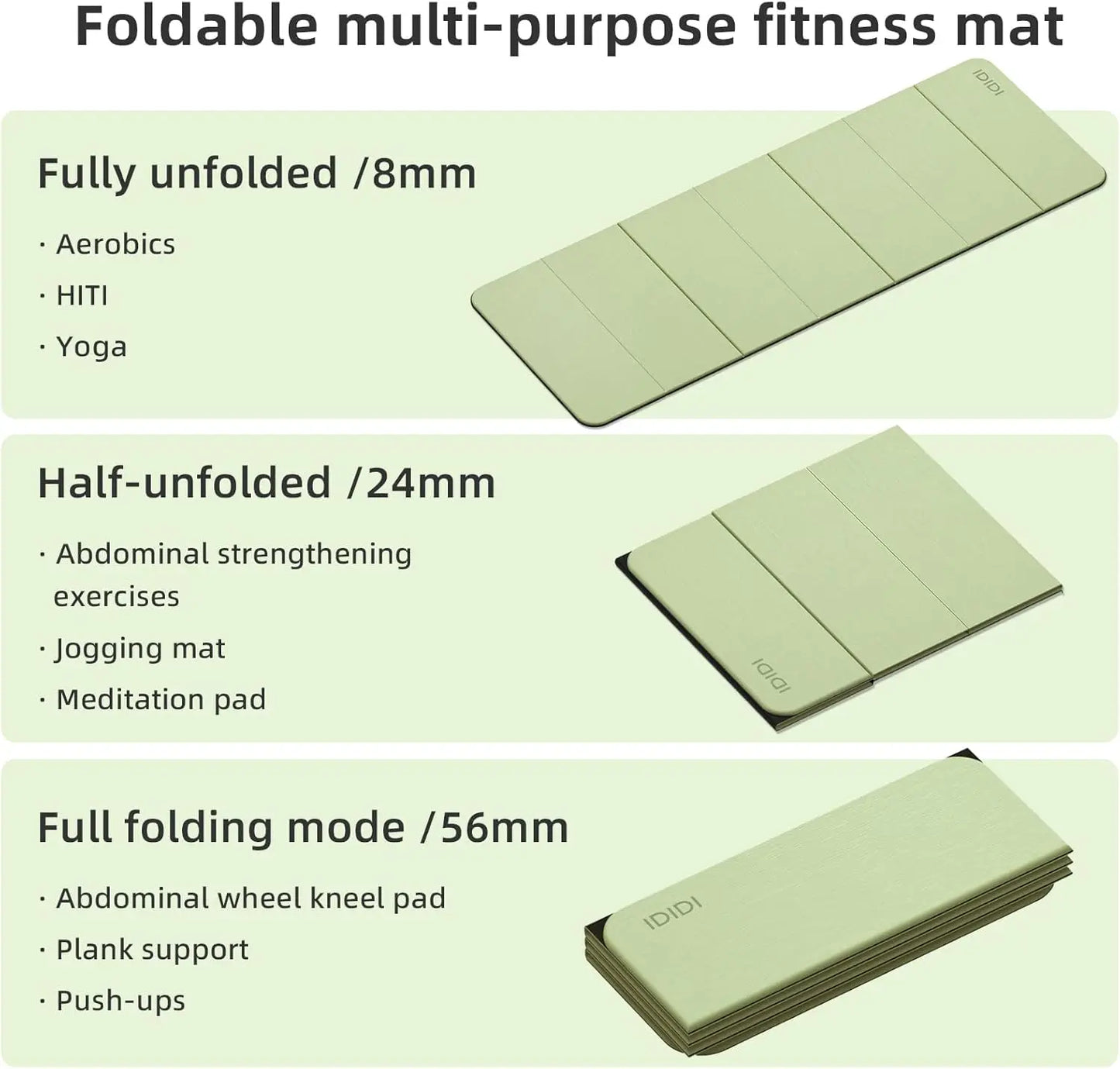 Extra Thick Foldable Yoga Mat - 0.32 Inch Eco-Friendly Non-Slip Fitness Mat for Home & Studio
