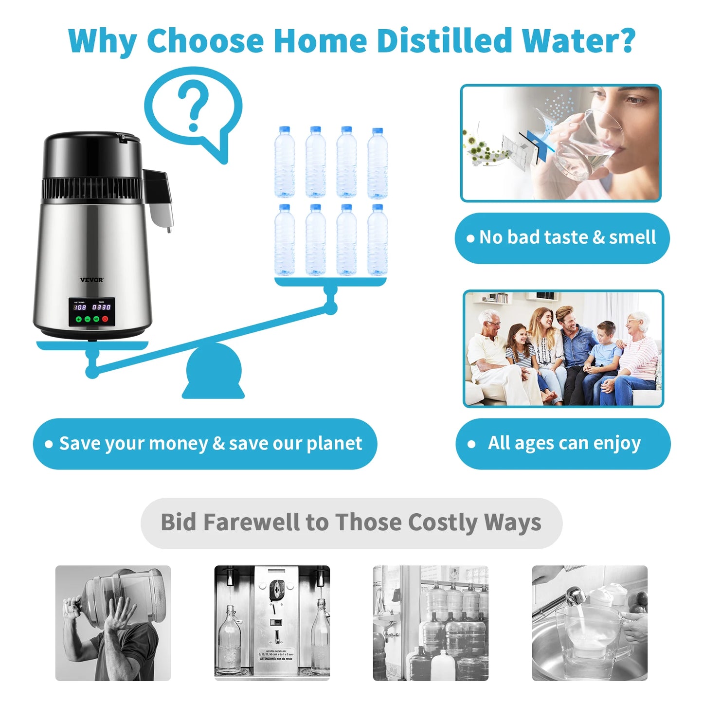Refresh your family with pure, hospital-grade water from the SucceBuy 4L Distiller Purifier, built for your safe, everyday home use and peace of mind.