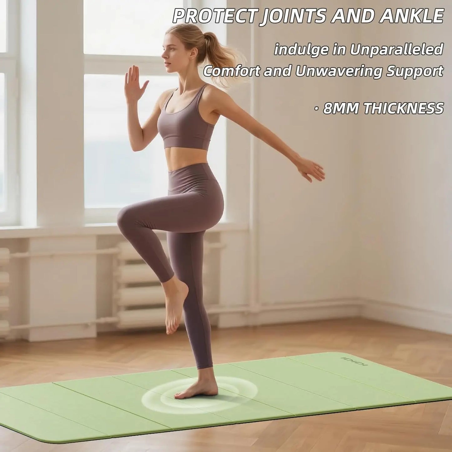 Extra Thick Foldable Yoga Mat - 0.32 Inch Eco-Friendly Non-Slip Fitness Mat for Home & Studio