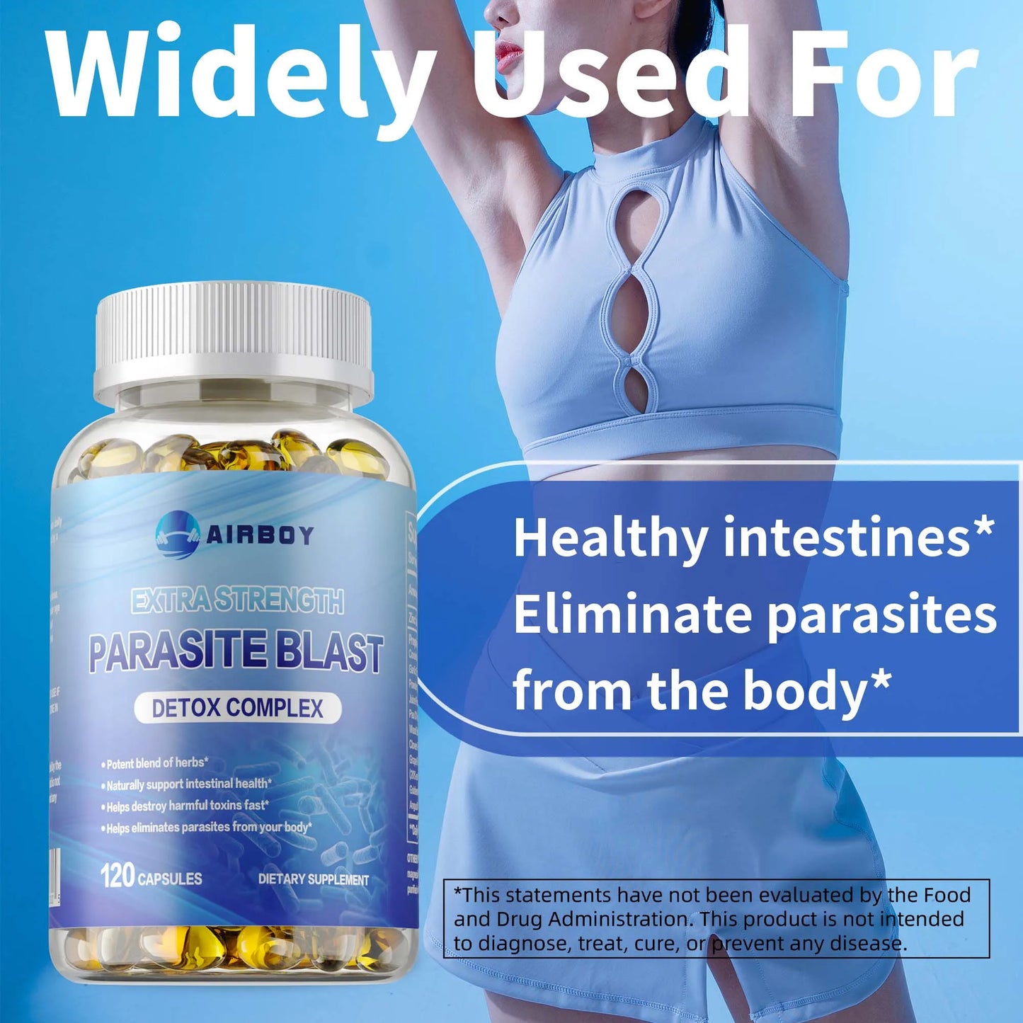 Airboy Parasite Blast Detox Complex 120 Capsules For Digestive Health Metabolism