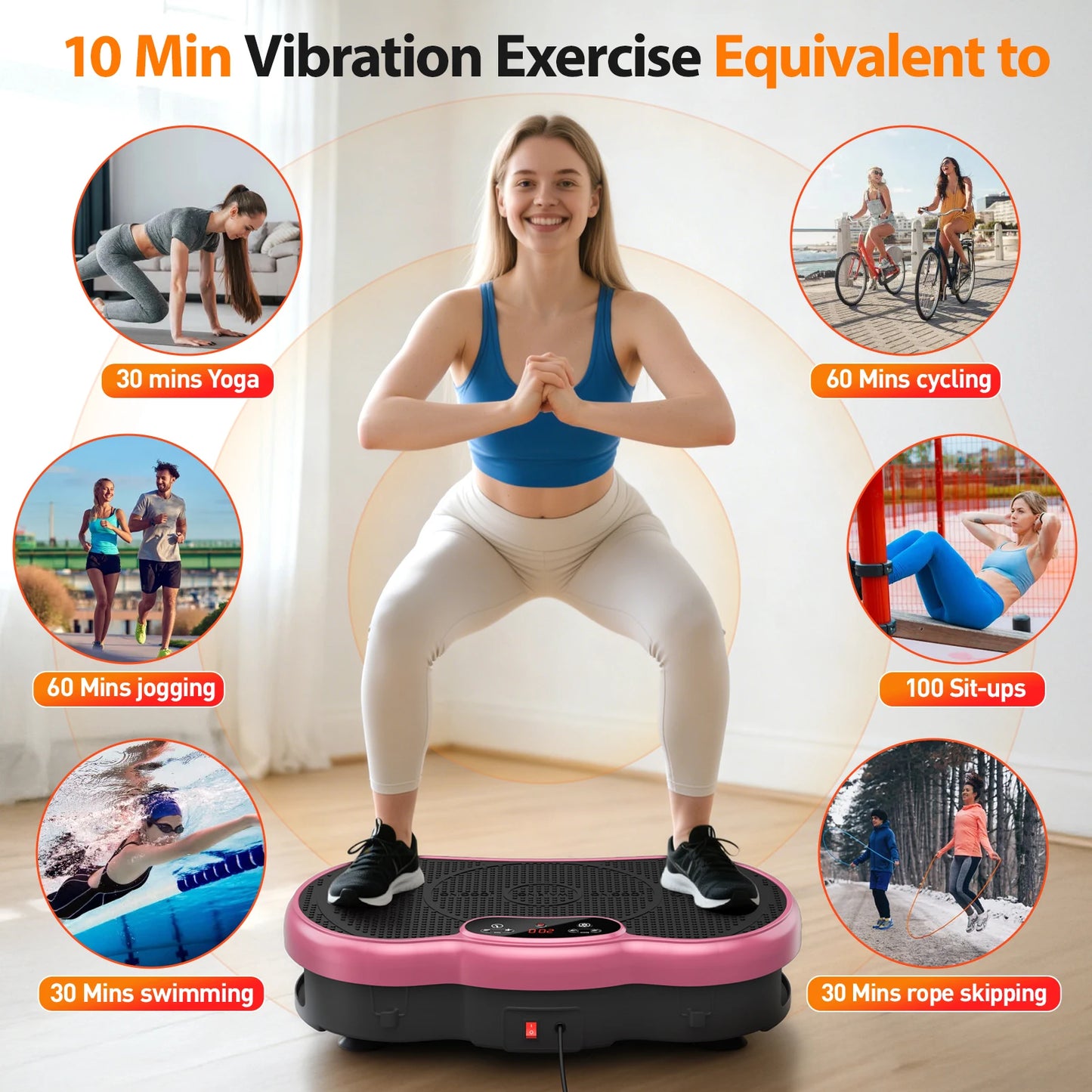 Calorie Tracking Vibration Plate Bluetooth 120 Levels Remote Control Full Body Workout Fitness Platform Home Gym Shaper Massager