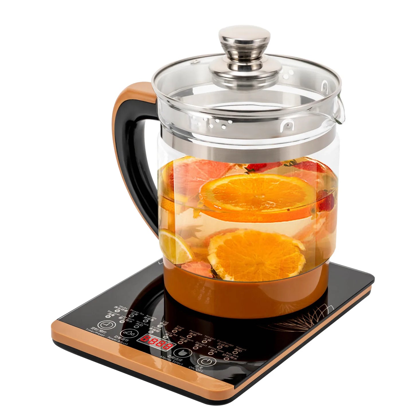 1.8L Electric Glass Tea Kettle - Multifunction Hot Water Boiler with Keep Warm & 6 Temp Settings, BPA-Free  glass teapot