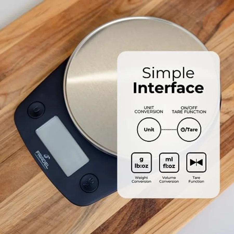 0.1g Digital Kitchen Food Scale in Grams Ounces - 11lb for Cooking Baking Weight Loss - Round