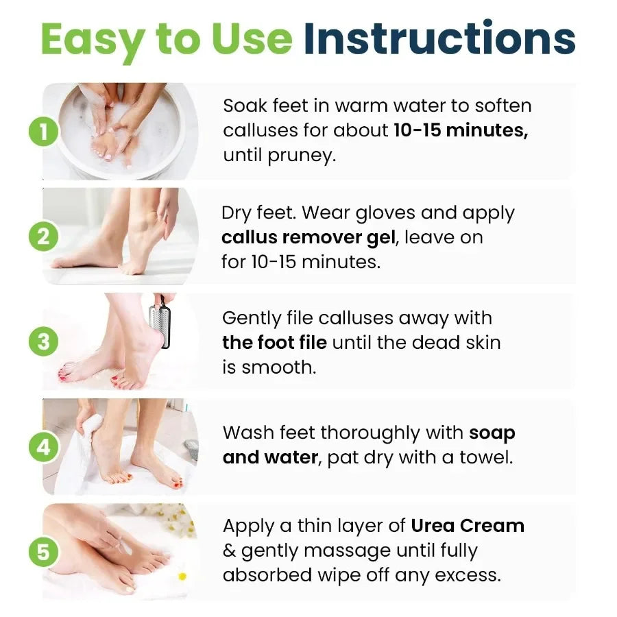 Exfoliator Callus Remover Pedicure Set for Foot Care Includes Foot File Tea Tree Oil Soak Salts Urea Cream 40 Percent Removal G