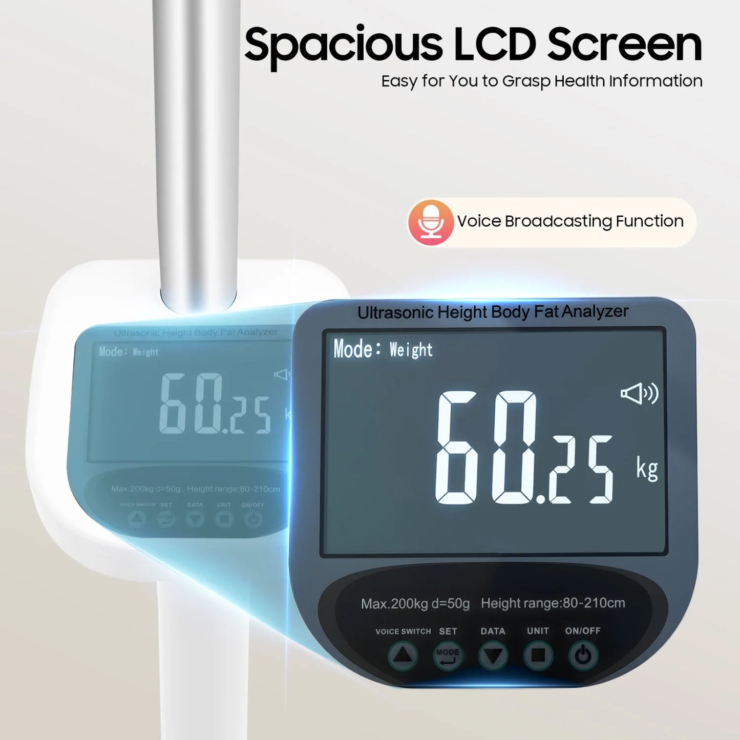 Professional Digital Physicians Scale for Body Weight and Height Scale Range 80-210CM BMI Body Fat Measurement Device