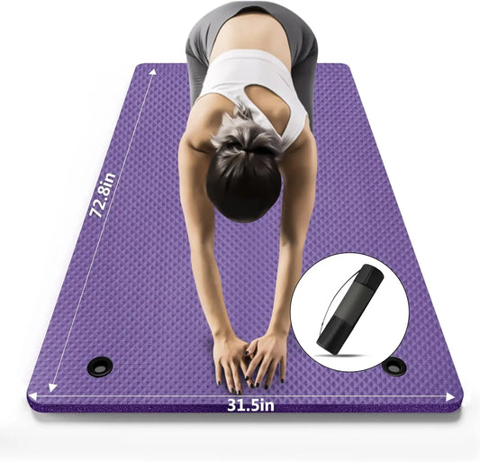 Extra Wide Non-Slip Yoga Mat with Strap and Bag, Thick Exercise Mat for Home Outdoor Workouts