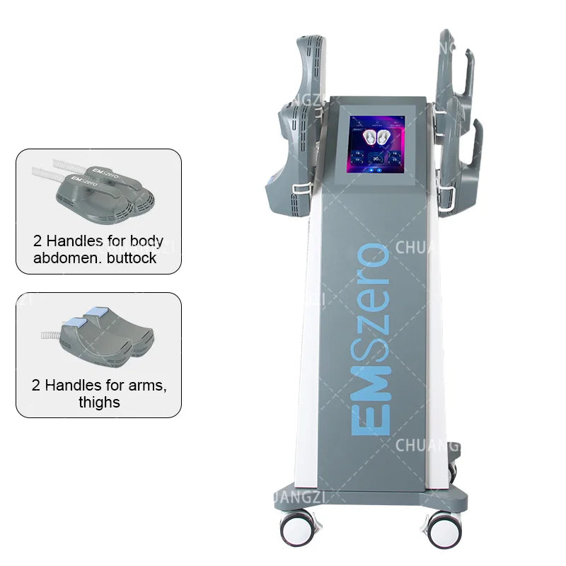 Transform your silhouette with the TAIXL EMSzero NEO 6500W RF machine, delivering powerful Hi EMT treatment for fat burning and skin tightening.