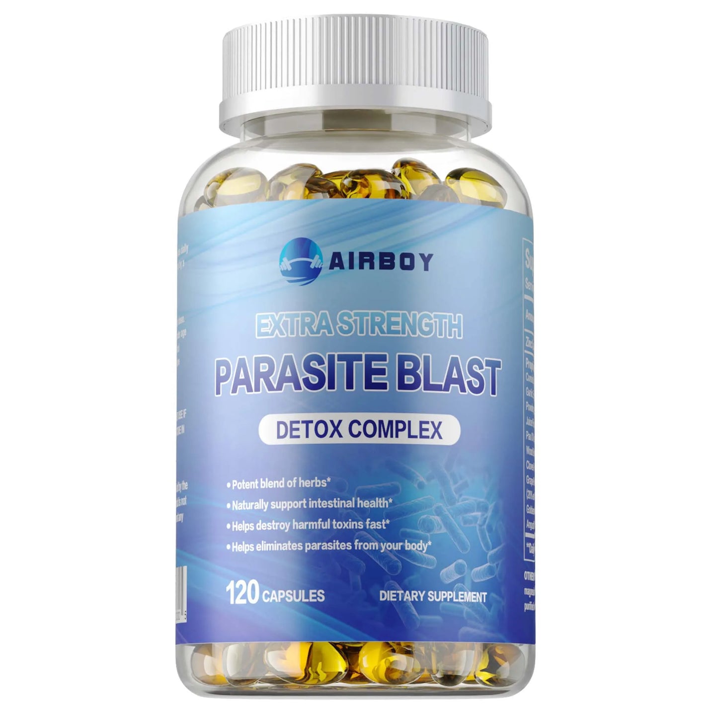 Airboy Parasite Blast Detox Complex 120 Capsules For Digestive Health Metabolism
